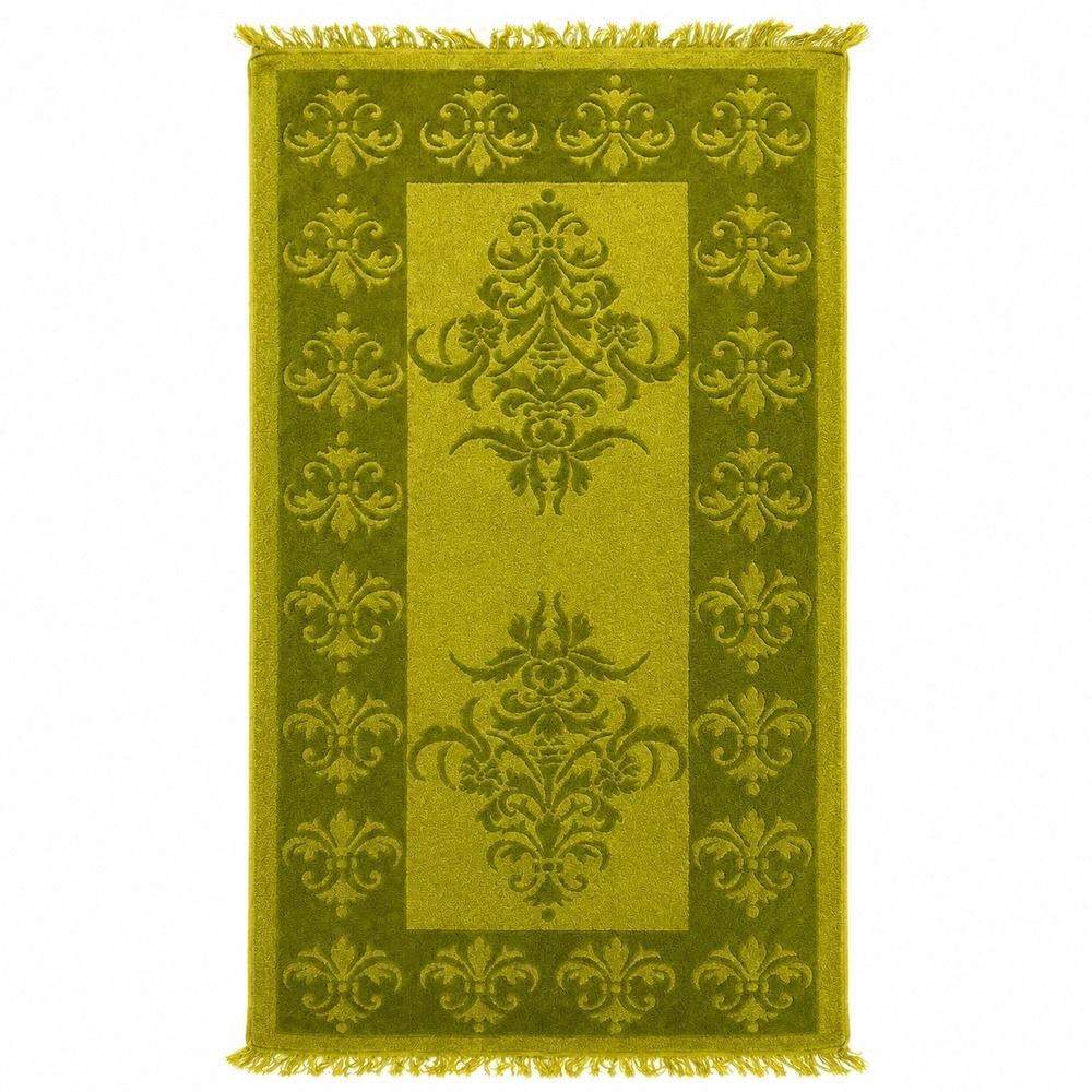 Fieldcrest Bath Towel Imperial Collection Chartreuse Damask Fleur-de-lis MCM